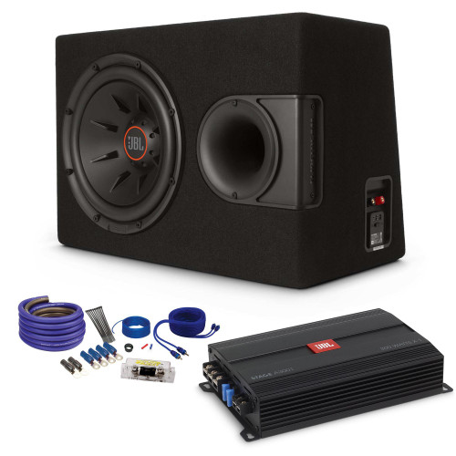 JBL S2-1024SS 1-10" Loaded Ported Subwoofer Enclosure with JBL STAGE A3001 300 Watt Mono Amplifier and Wiring Kit