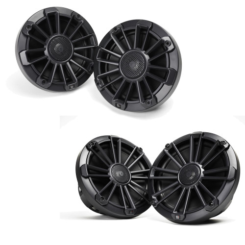 MB Quart Bundle- 1 Pair NP1-116 Premium Waterproof 6.5 Inch Marine Speakers with 1 Pair NP1-120 8" Premium Marine Speakers (Black Frame with Black, Silver and White Grills Included)