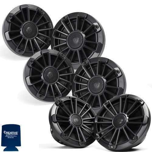 MB Quart Bundle- 2 Pair NP1-116 Premium Waterproof 6.5 Inch Marine Speakers with 1 Pair NP1-120 8" Premium Marine Speakers (Black Frame with Black, Silver and White Grills Included)