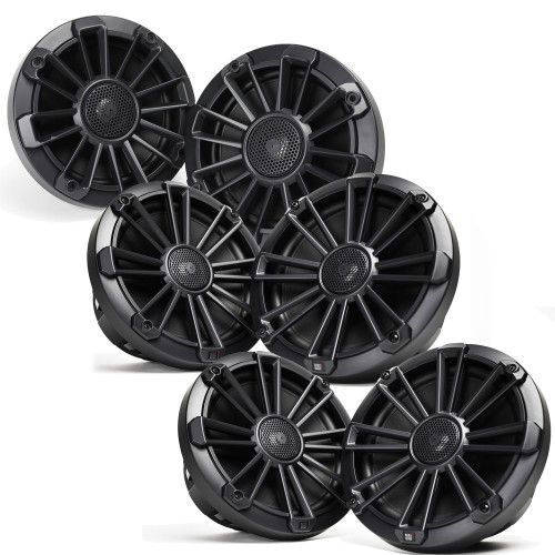 MB Quart Bundle- 1 Pair NP1-116 Premium Waterproof 6.5 Inch Marine Speakers with 2 Pair NP1-120 8" Premium Marine Speakers (Black Frame with Black, Silver and White Grills Included)