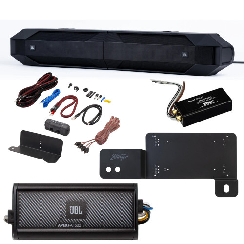 JBL JBLBB4003D - 3-Door Passive Sound Bar Compatible with Bronco with JBL Apex PA 1502 2 Channel Marine & Powersport Amplifier - 150 x 2 At 2-Ohms and Bronco Install Accessories
