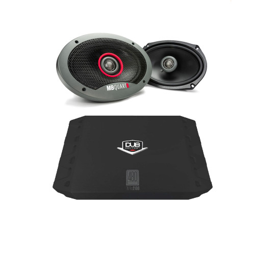 Jensen DUBa2100 2-Ch Amp + MB Quart FKB-169 6x9" Coaxial Car Speakers