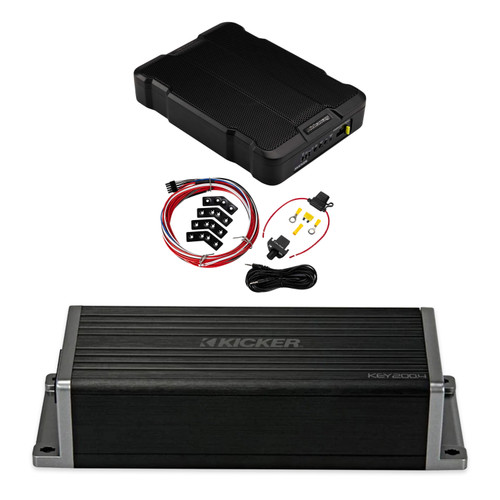 Kicker 53KEY2004 Amplifier + 51HS12 Hideaway 12" Powered Subwoofer Bundle