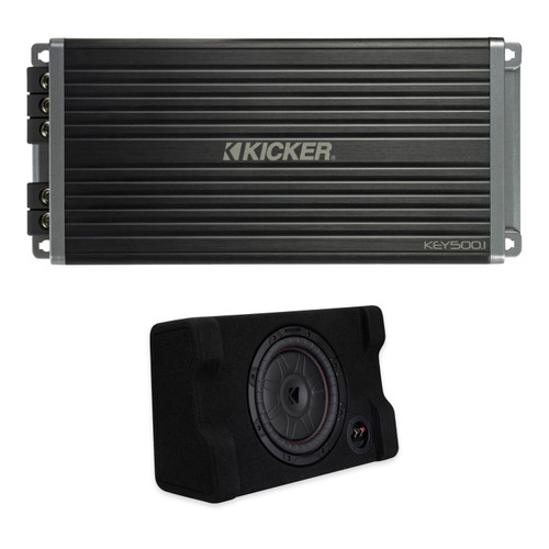 Kicker 47KEY5001 Mono Amp + 52CVTDF102 10" CompVT Subwoofer Box Bundle