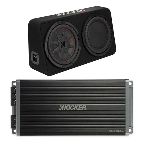 Kicker 47KEY5001 Mono Amp + 48TCWRT102 10" CompRT Subwoofer Box Bundle