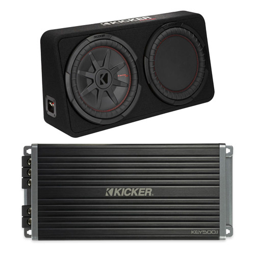 Kicker 47KEY5001 Mono Amp + 48TCWRT122 12" CompRT Subwoofer Box Bundle