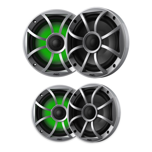 Wet Sounds RECON 6 RGB Silver 6.5in Marine Speakers 4 Pack Open Box