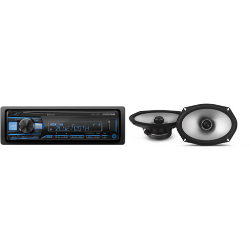 Alpine UTE-73BT Mech-less Digital Bluetooth Media Receiver with 1 Pair Alpine S2-S69 Type S 6x9" Coax Speakers - Used Open Box