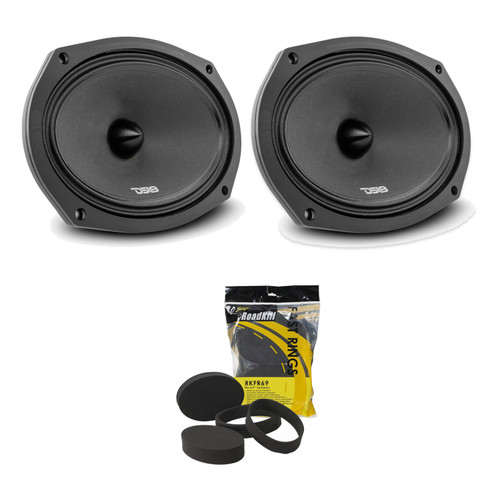 DS18 2x PRO-ZXI694BM 6x9 Speakers + RKFR69 Fast Rings