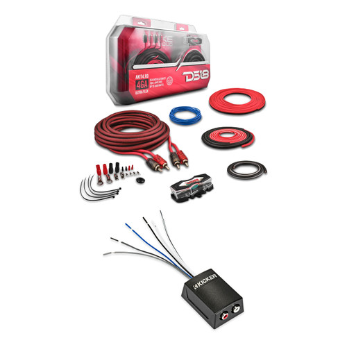 DS18 AKIT4.RD 4GA Amp Kit + Kicker 46KISLOC2