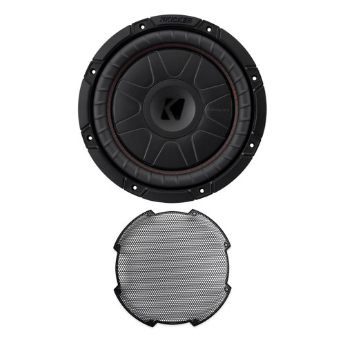 Kicker 52CVT102 10" Shallow 2-Ohm Subwoofer with 52GR10 Grill - Truck Bass Bundle