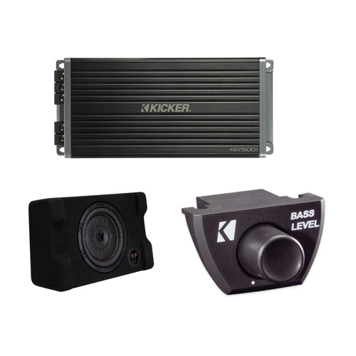 Kicker 52CVTDF102 10" Loaded Sub Box + KEY500.1 Smart Amp & Bass Knob