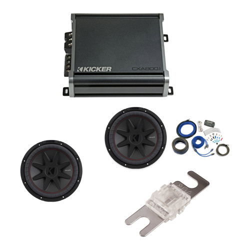 Kicker Dual 52CVR124 12" Subwoofers + CXA800.1 Amp & 4GA Kit