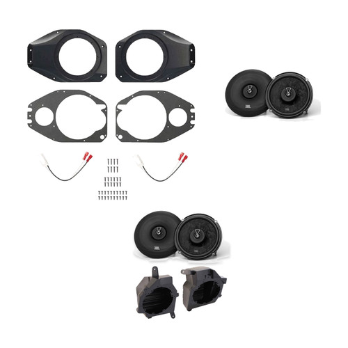 Wrangler 2018-2026; Gladiator 2020-2026 Jeep Wrangler JL / Gladiator JT Front + rear pairs JBL Stage 3 Gen 2 Speaker Bundle STAGE368F + STAGE368F w/ JP-1014 + JP-1015