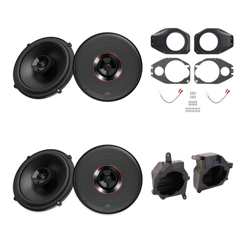 2018-2023 JL; 2020-2023 JT Jeep Wrangler JL / Gladiator JT JBL Club CLUB-64SQ + CLUB-64SQ Front + rear pairs with Metra Install Parts