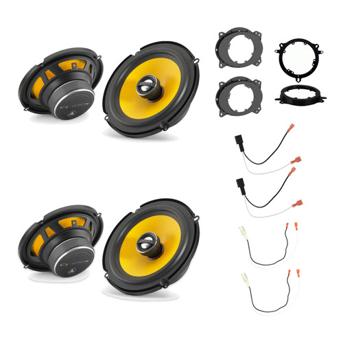 JL Audio C1 Speaker Bundle Tacoma 2016-2023 Toyota Tacoma Double Cab Front + rear pairs (2) C1-650x w/ 82-8147 + 72-8104 + 82-8148 + 72-8109