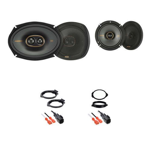 2019-2021 Chevrolet Silverado 1500 / GMC Sierra 1500 Crew Cab Front and Rear Kicker KSC Speaker Bundle with Metra Parts