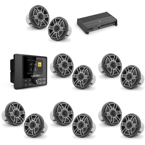 JL Audio MM50 & XDM600/6 w/ (6) M6-880X-S-Gmti, Gunmetal & Titanium Sport Grille Speakers