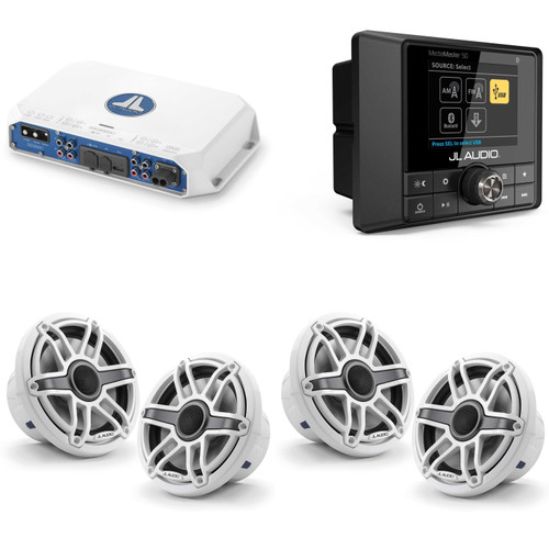 JL Audio MM50 & MV400/4i w/ (2) M6-770X-S-GwGw, Gloss White, Sport Grille Speakers