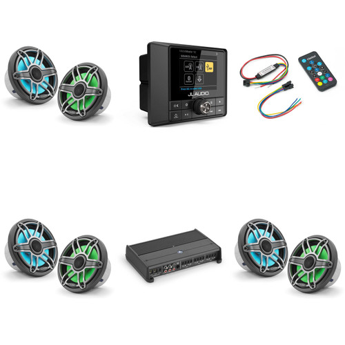 JL Audio MM50 & XDM600/6 w/ (3) M6-770X-S-Gmti-i, RGB LED, Gunmetal & Titanium Sport Grille Speakers & LED Controller