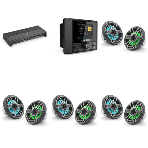 JL Audio MM50 & XDM800/8 w/ (4) M6-650X-S-Gmti-i, RGB LED, Gunmetal & Titanium Sport Grille Speakers