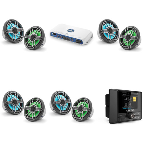 JL Audio MM50 & MV800/8i w/ (4) M6-770X-S-Gmti-i, RGB LED, Gunmetal & Titanium Sport Grille Speakers