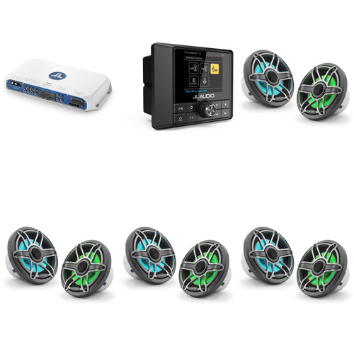 JL Audio MM50 & MV800/8i w/ (4) M6-650X-S-Gmti-i, RGB LED, Gunmetal & Titanium Sport Grille Speakers
