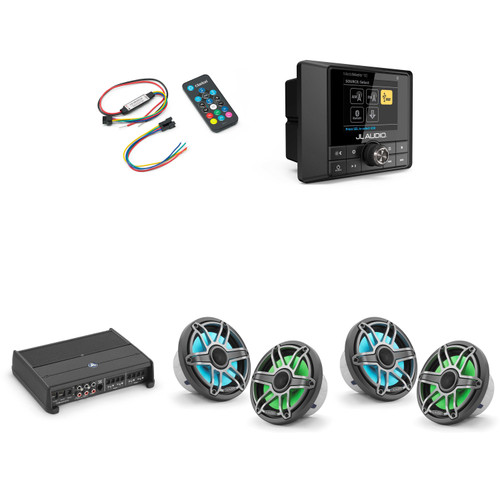 JL Audio MM50 & XDM400/4 w/ (2) M6-770X-S-Gmti-i, RGB LED, Gunmetal & Titanium Sport Grille Speakers & LED Controller