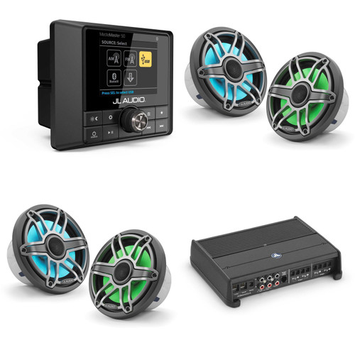 JL Audio MM50 & XDM400/4 w/ (2) M6-770X-S-Gmti-i, RGB LED, Gunmetal & Titanium Sport Grille Speakers