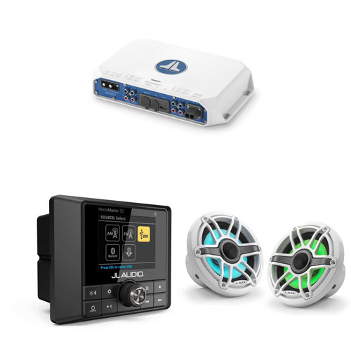JL Audio MM50 & MV400/4i w/ M6-650X-S-GwGw-i, RGB LED Gloss White, Sport Grille Speakers