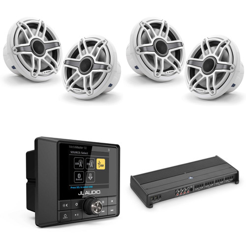 JL Audio MM50 & XDM800/8 w/ (2) M6-770X-S-GwGw, Gloss White, Sport Grille Speakers
