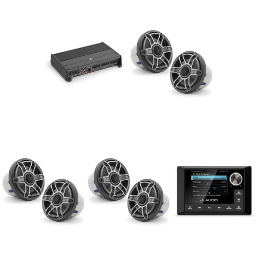 JL Audio MM105 & XDM600/6 w/ (3) M6-880X-S-Gmti, Gunmetal & Titanium Sport Grille Speakers