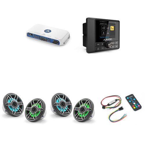JL Audio MM50 & MV800/8i w/ (2) M6-650X-S-Gmti-i, RGB LED, Gunmetal & Titanium Sport Grille Speakers & LED Controller