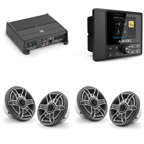 JL Audio MM50 & XDM200/2 w/ (2) M6-650X-S-Gmti, Gunmetal & Titanium Sport Grille Speakers