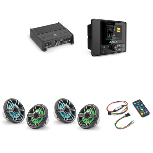 JL Audio MM50 & XDM200/2 w/ (2) M6-650X-S-Gmti-i, RGB LED, Gunmetal & Titanium Sport Grille Speakers & LED Controller