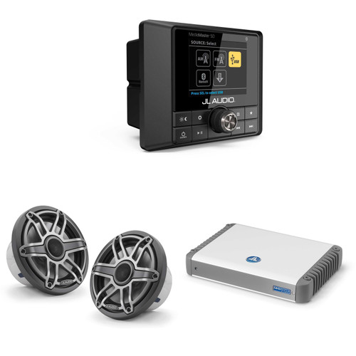JL Audio MM50 & MHD600/4 w/ M6-770X-S-Gmti, Gunmetal & Titanium Sport Grille Speakers