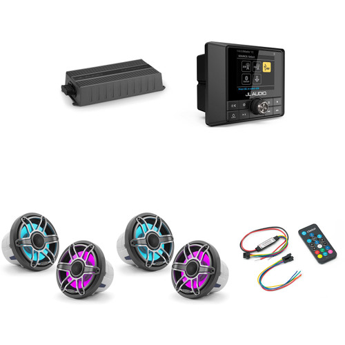 JL Audio MM50 & MX500/4 w/ (2) M6-880X-S-Gmti-i, RGB LED, Gunmetal & Titanium Sport Grille Speakers & LED Controller