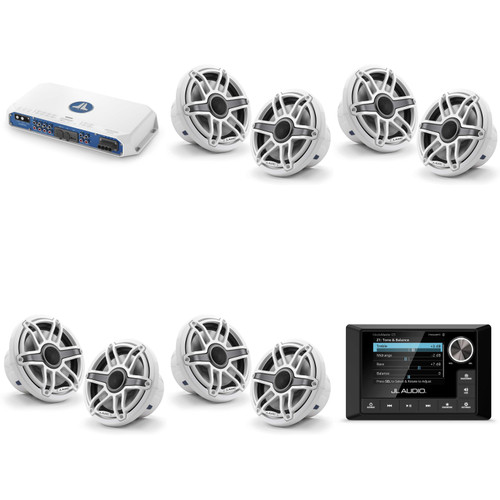 JL Audio MM105 & MV800/8i w/ (4) M6-770X-S-GwGw, Gloss White, Sport Grille Speakers