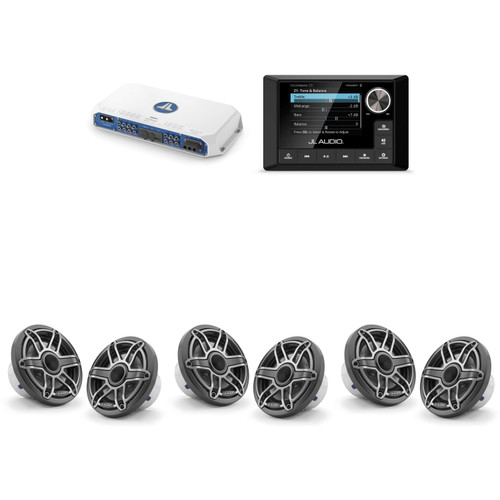 JL Audio MM105 & MV600/6i w/ (3) M6-650X-S-Gmti, Gunmetal & Titanium Sport Grille Speakers
