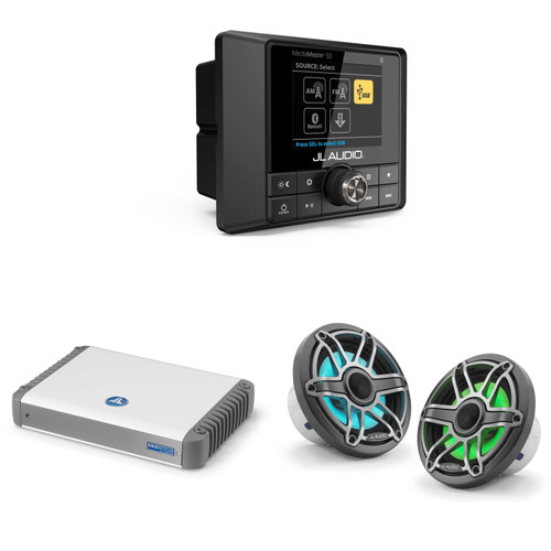 JL Audio MM50 & MHD600/4 w/ M6-650X-S-Gmti-i, RGB LED, Gunmetal & Titanium Sport Grille Speakers