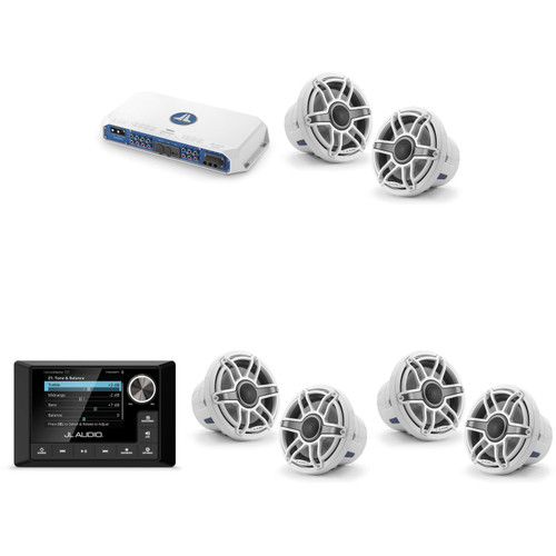 JL Audio MM105 & MV600/6i w/ (3) M6-880X-S-GwGw, Gloss White, Sport Grille Speakers