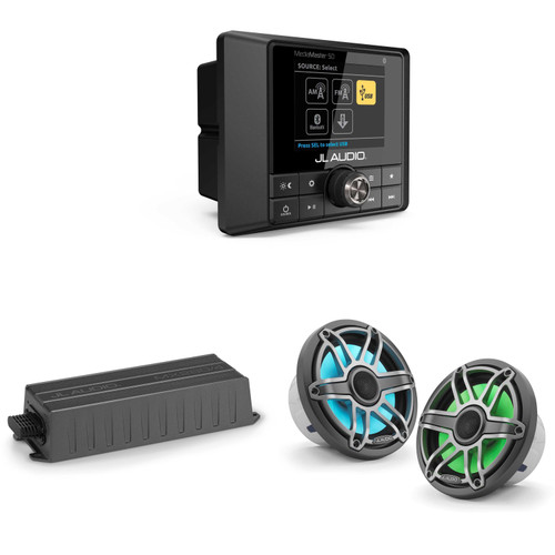 JL Audio MM50 & MX280/4 w/ M6-770X-S-Gmti-i, RGB LED, Gunmetal & Titanium Sport Grille Speakers