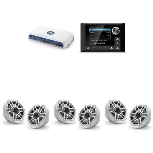 JL Audio MM105 & MV600/6i w/ (3) M6-650X-S-GwGw, Gloss White, Sport Grille Speakers
