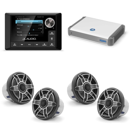 JL Audio MM105 & MHD600/4 w/ (2) M6-880X-S-Gmti, Gunmetal & Titanium Sport Grille Speakers