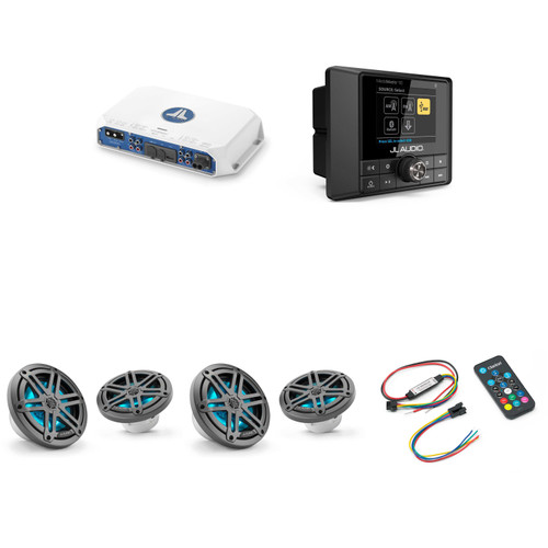 JL Audio MM50 & MV400/4i w/ (2) M3-650X-S-Gm-i LED 6.5 Sport Grill Gunmetal Speakers & LED Remote