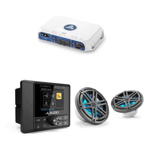 JL Audio MM50 & MV400/4i w/ M3-770X-S-Gm-i LED 7.7 Sport Grill Gunmetal Speakers