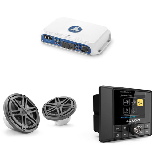 JL Audio MM50 & MV400/4i w/ M3-770X-S-Gm 7.7 Sport Grill Gunmetal Speakers