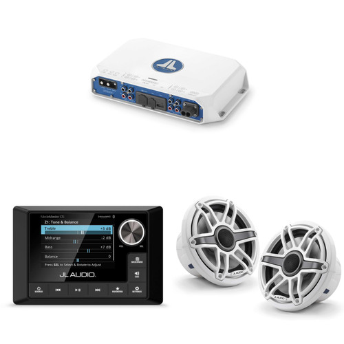JL Audio MM105 & MV400/4i w/ M6-770X-S-GwGw, Gloss White, Sport Grille Speakers
