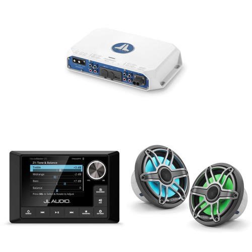 JL Audio MM105 & MV400/4i w/ M6-770X-S-Gmti-i, RGB LED, Gunmetal & Titanium Sport Grille Speakers