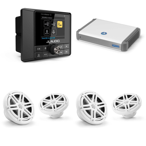 JL Audio MM50 & MHD600/4 w/ (2) M3-650X-S-Gw 6.5 Sport Grill White Speakers